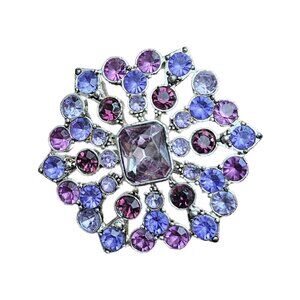 Vintage Liz Claiborne Purple Rhinestones Brooch